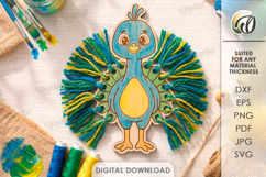 Yarn Lacing Toy Laser Cut. Yarn Decoration. Peacock SVG Product Image 1
