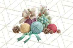 Cozy Yarn Christmas Clipart PNG, Holiday Craft Clip Art Product Image 4
