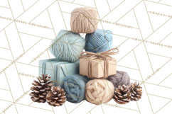Cozy Yarn Christmas Clipart PNG, Holiday Craft Clip Art Product Image 2
