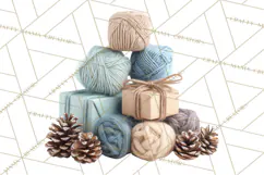 Cozy Yarn Christmas Clipart PNG, Holiday Craft Clip Art Product Image 2
