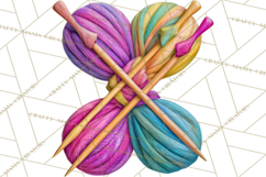 Cozy Yarn Christmas Clipart PNG, Holiday Craft Clip Art Product Image 2