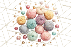 Cozy Yarn Christmas Clipart PNG, Holiday Craft Clip Art Product Image 4