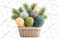 Cozy Yarn Christmas Clipart PNG, Holiday Craft Clip Art Product Image 5