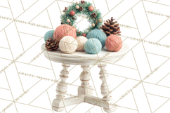Cozy Yarn Christmas Clipart PNG, Holiday Craft Clip Art Product Image 2