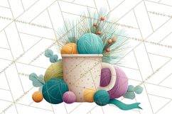 Cozy Yarn Christmas Clipart PNG, Holiday Craft Clip Art Product Image 3