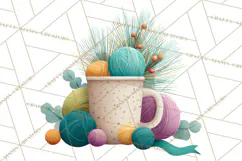 Cozy Yarn Christmas Clipart PNG, Holiday Craft Clip Art Product Image 3