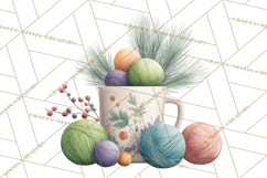 Cozy Yarn Christmas Clipart PNG, Holiday Craft Clip Art Product Image 4