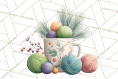 Cozy Yarn Christmas Clipart PNG, Holiday Craft Clip Art Product Image 4