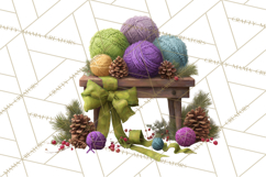 Cozy Yarn Christmas Clipart PNG, Holiday Craft Clip Art Product Image 2