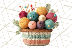Cozy Yarn Christmas Clipart PNG, Holiday Craft Clip Art Product Image 5