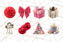 Cozy Yarn Christmas Clipart PNG, Holiday Craft Clip Art Product Image 6