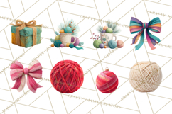 Cozy Yarn Christmas Clipart PNG, Holiday Craft Clip Art Product Image 8