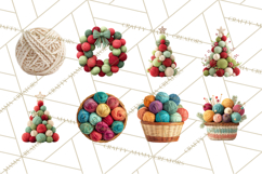 Cozy Yarn Christmas Clipart PNG, Holiday Craft Clip Art Product Image 9