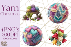 Cozy Yarn Christmas Clipart PNG, Holiday Craft Clip Art Product Image 1