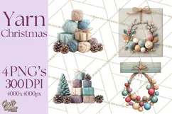 Cozy Yarn Christmas Clipart PNG, Holiday Craft Clip Art Product Image 1