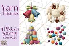 Cozy Yarn Christmas Clipart PNG, Holiday Craft Clip Art Product Image 1