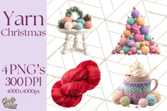 Cozy Yarn Christmas Clipart PNG, Holiday Craft Clip Art Product Image 1