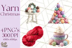 Cozy Yarn Christmas Clipart PNG, Holiday Craft Clip Art Product Image 1
