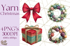 Cozy Yarn Christmas Clipart PNG, Holiday Craft Clip Art Product Image 1