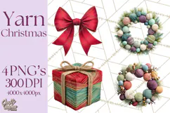 Cozy Yarn Christmas Clipart PNG, Holiday Craft Clip Art Product Image 1