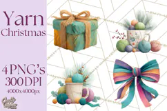Cozy Yarn Christmas Clipart PNG, Holiday Craft Clip Art Product Image 1
