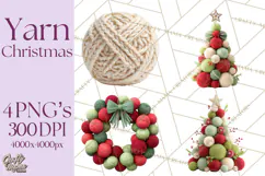 Cozy Yarn Christmas Clipart PNG, Holiday Craft Clip Art Product Image 1
