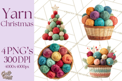 Cozy Yarn Christmas Clipart PNG, Holiday Craft Clip Art Product Image 1