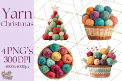 Cozy Yarn Christmas Clipart PNG, Holiday Craft Clip Art Product Image 1