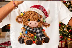 Yarn Crochet Highland Cow PNG Product Image 3