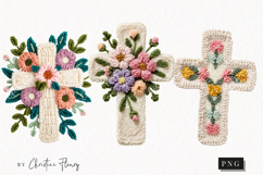 Faux Yarn Spring Cross Clipart | Christian PNG Product Image 1