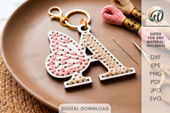 Embroidered Monogram Keychains Bundle Lasercut. Alphabet SVG Product Image 2