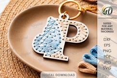 Embroidered Monogram Keychains Bundle Lasercut. Alphabet SVG Product Image 19