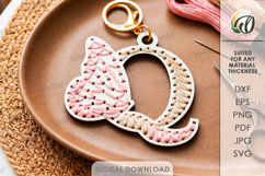Embroidered Monogram Keychains Bundle Lasercut. Alphabet SVG Product Image 20