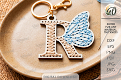 Embroidered Monogram Keychains Bundle Lasercut. Alphabet SVG Product Image 21