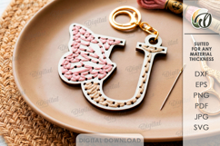 Embroidered Monogram Keychains Bundle Lasercut. Alphabet SVG Product Image 24