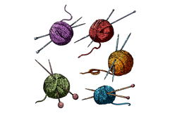 yarn needle knit set sketch hand drawn Product Image 1