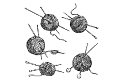 yarn needle knit set sketch hand drawn black Product Image 1