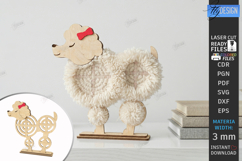 Yarn Wrapped Animal Craft Laser Cut | Shelf Sitter | Poodle Product Image 1