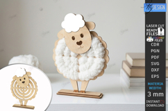 Yarn Wrapped Animal Craft Laser Cut | Shelf Sitter | Sheep Product Image 1