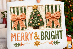 Yarn Merry and bright Christmas Coquette Bow Png Product Image 1