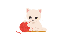 Playful kitten with red yarn in a minimal, cheerful style ve Product Image 1