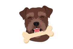 Happy brown dog with a bone in its mouth in flat vector art Product Image 1
