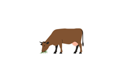 Brown cow grazing on green grass in a flat design vector ill Product Image 1