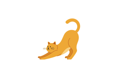 Orange cat stretching gracefully in a playful pose, minimal Product Image 1
