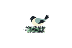 A small bird resting on its nest in a minimalistic flat desi Product Image 1