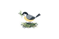 A small bird building its nest with twigs in a minimal flat Product Image 1