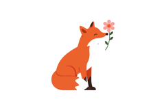 A cheerful orange fox sitting contently while sniffing a vib Product Image 1