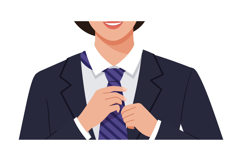Business professional adjusting a purple tie in a minimal ve Product Image 1
