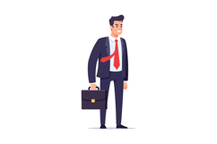 Confident businessman in suit holding briefcase in minimal f Product Image 1