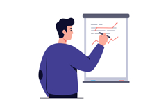 Businessman presenting financial growth trends in a minimal Product Image 1